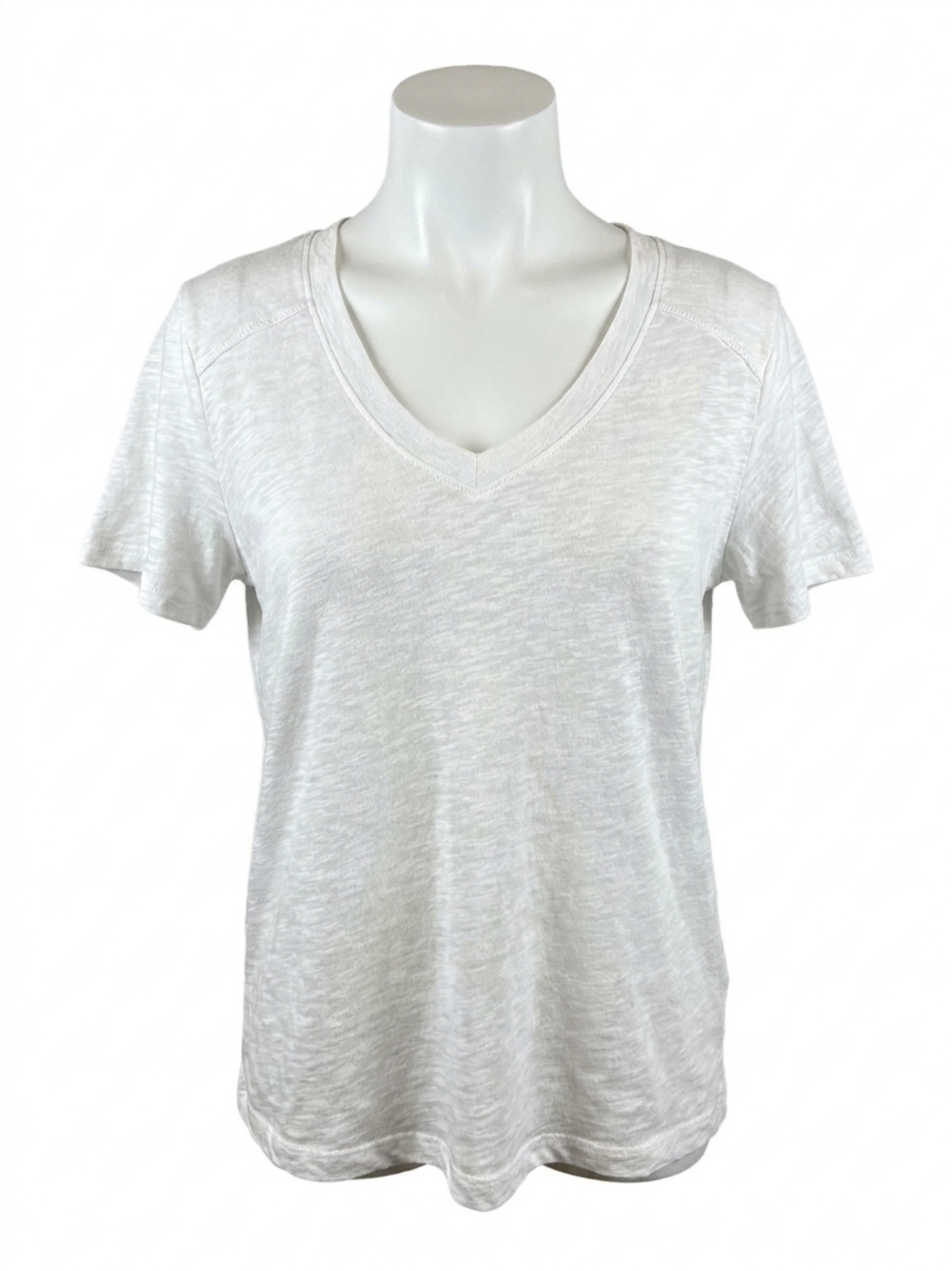 NEW BOBI shoulder seam v neck tee shirt in white